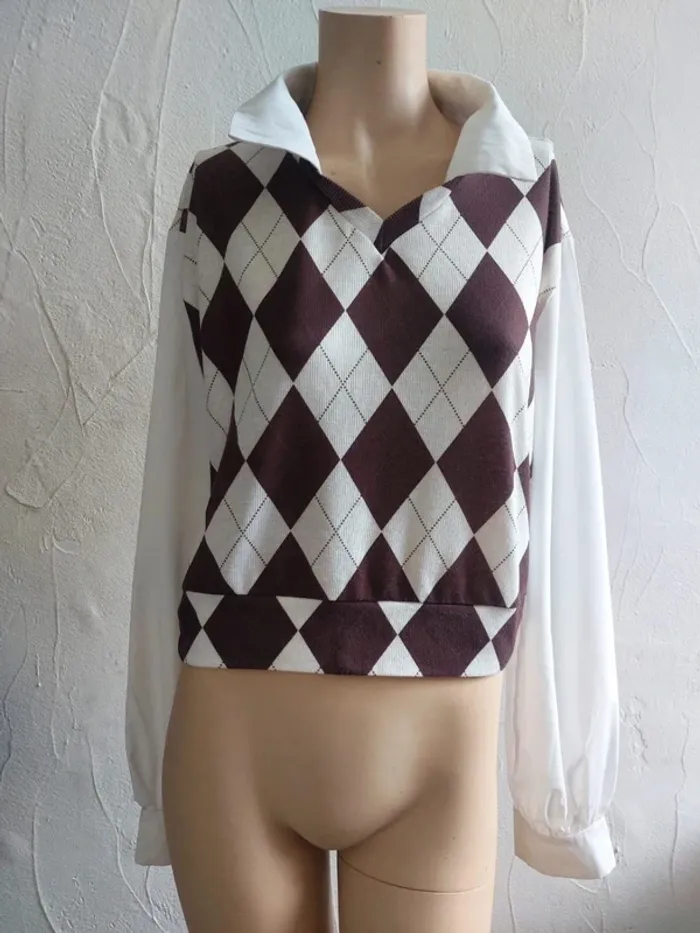 Pull vintage à losanges Taille L