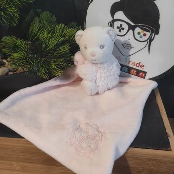 doudou ours calin mouchoir rose perle 2013 gris Peluche Fourrure K Kp0547