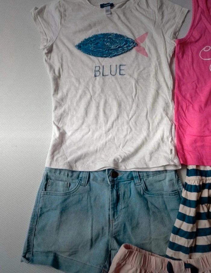 Lot 8 pièces fille 10 ans t-shirts, shorts.. - photo numéro 2