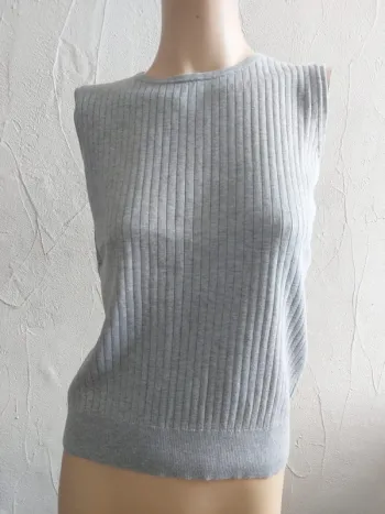 Débardeur gris côtelé pour femme Taille S