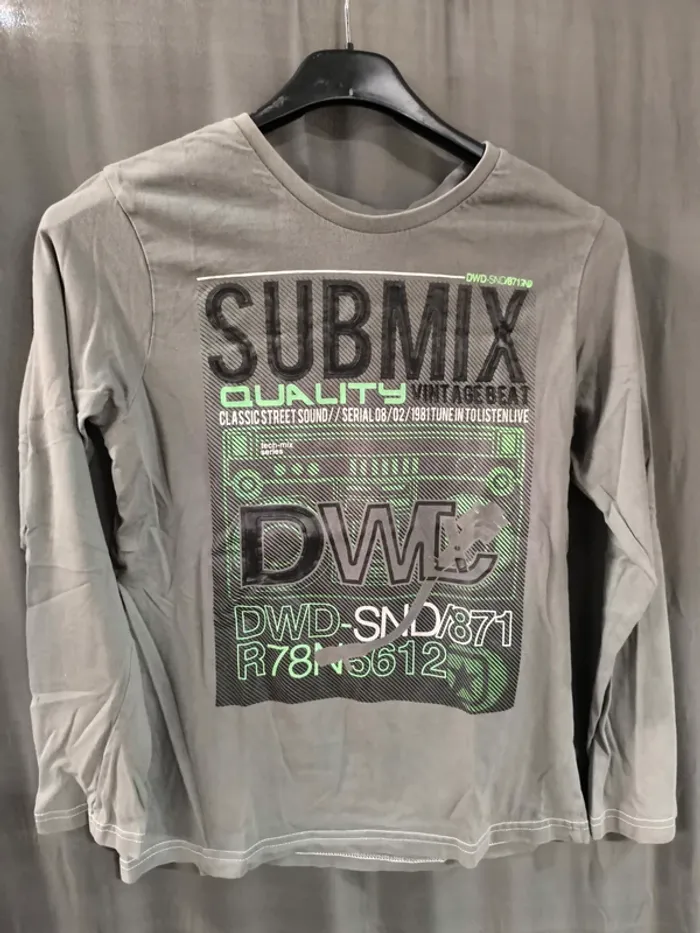 309140 tee-shirt ML gris garçon 12 ans (146/152) sans marque