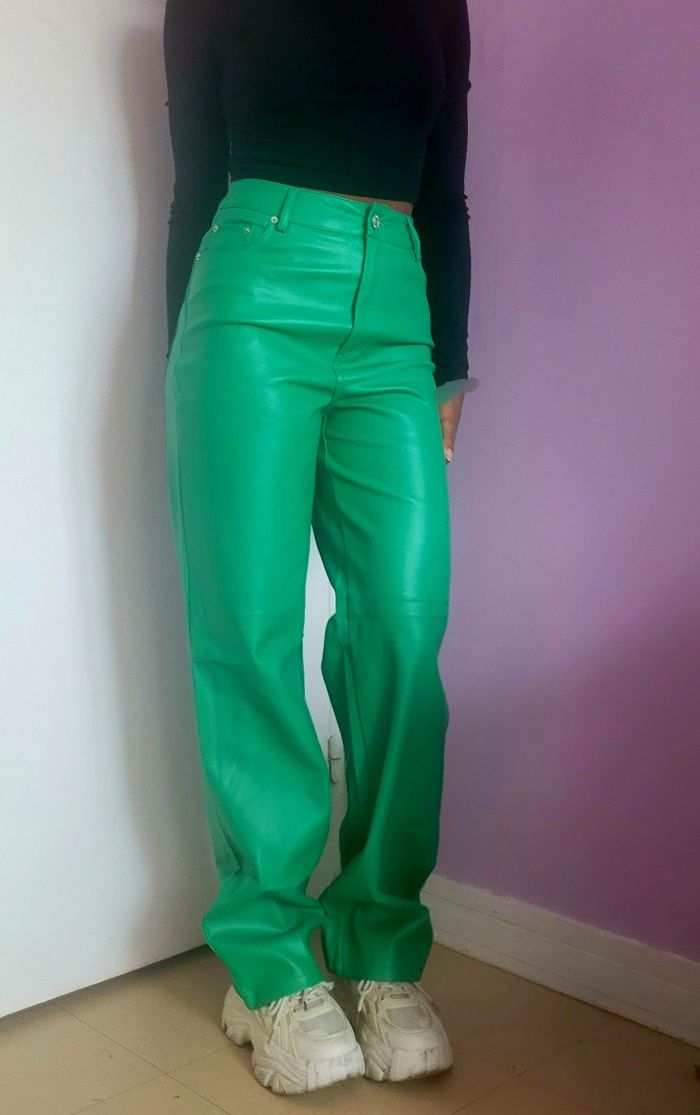 Pantalon taille haute vert - photo numéro 2