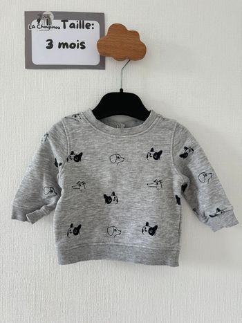 Pull gris - taille 3 mois 🌼