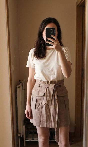 Jupe beige ceinturée style cargo H&M