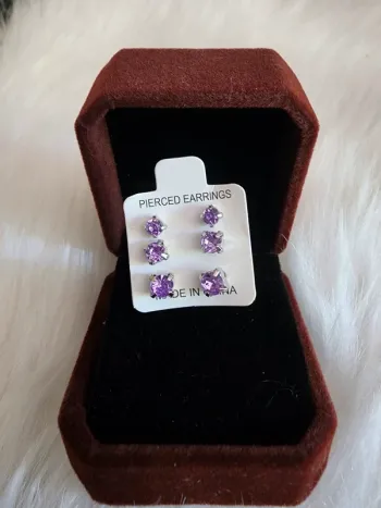 💎Boucles d’oreilles 3 Paires Zirconium Violette 💎