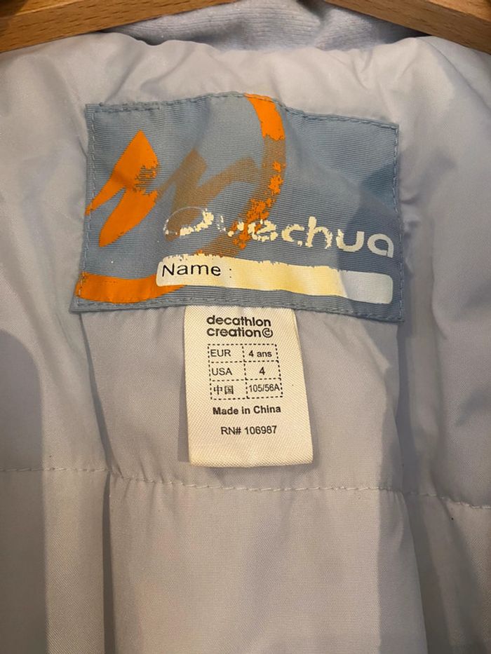 Combinaison de ski capuche escamotable bleu ciel Décathlon 4 ans - photo numéro 3