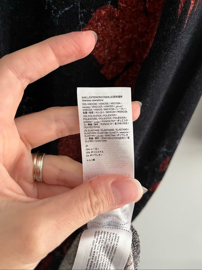 Robe Longue Desigual Noire/Rouge - Imprimé Feuilles Hivernal (Taille M) 🌿 - photo numéro 7