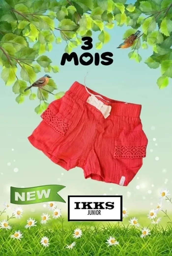 Short IKKS neuf 3 mois rouge orangรฉ