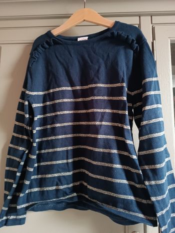 Pull bleu rayé argenté 
