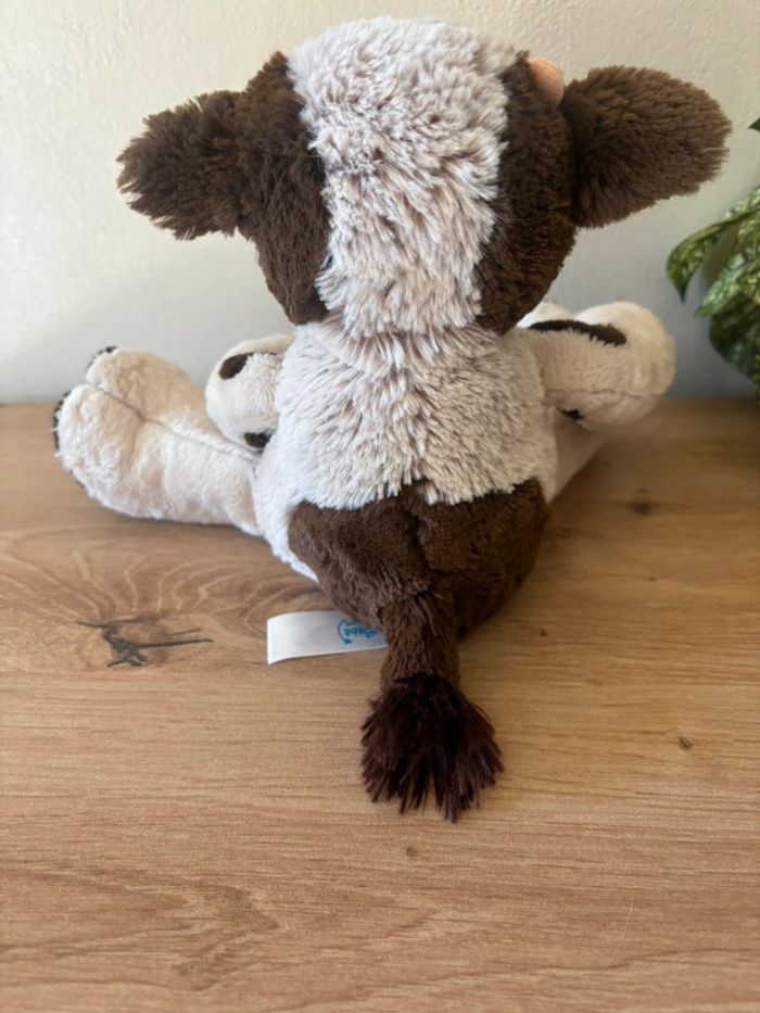 Doudou peluche vache beige marron bébé rêve casino état neuf - photo numéro 3