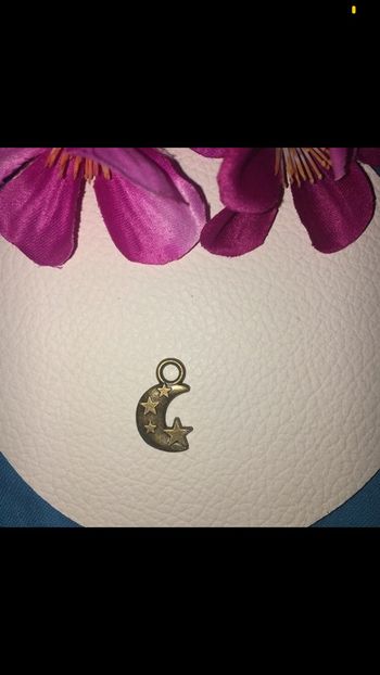 pendentif fantaisie métal doré vieilli antic gold lune étoiles