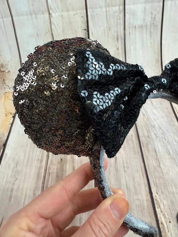 Ears (serre tête) oreilles de Minnie sequins noirs gris Tokyo Disneyland