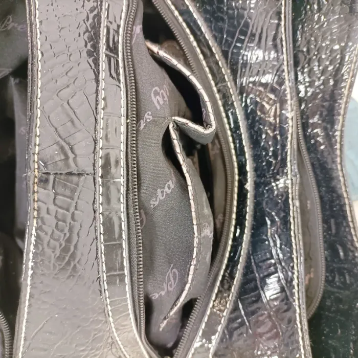 Sac à main effet croco (gris bleu noir) Pretty Stars - compartiments zippés S011 - photo numéro 10