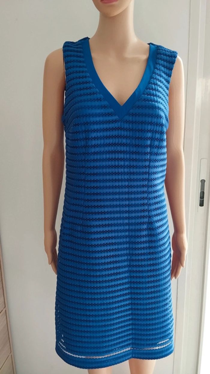 Robe bleu mi longue taille l
