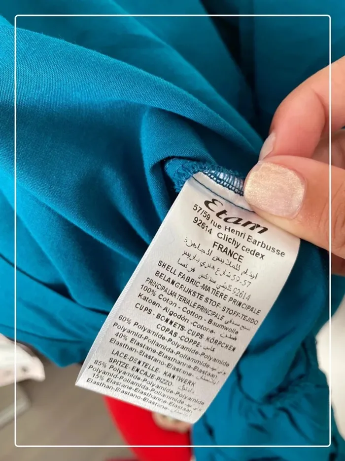 Robe volant bleu canard et dentelle noire Camaïeu - photo numéro 11