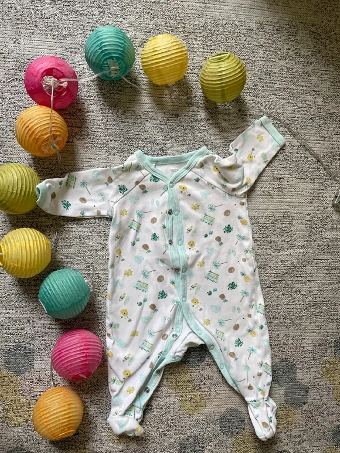Pyjama blanc turquoise