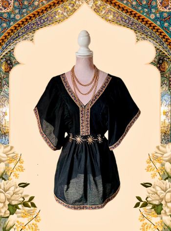 🖤🌸 Blouse ethnique Maison Hôtel noire broderies made in India embroidered oriental blouse🌸🖤