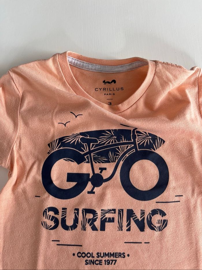 T-shirt Go Surfing Cyrillus coloris abricot 3 ans - photo numéro 2