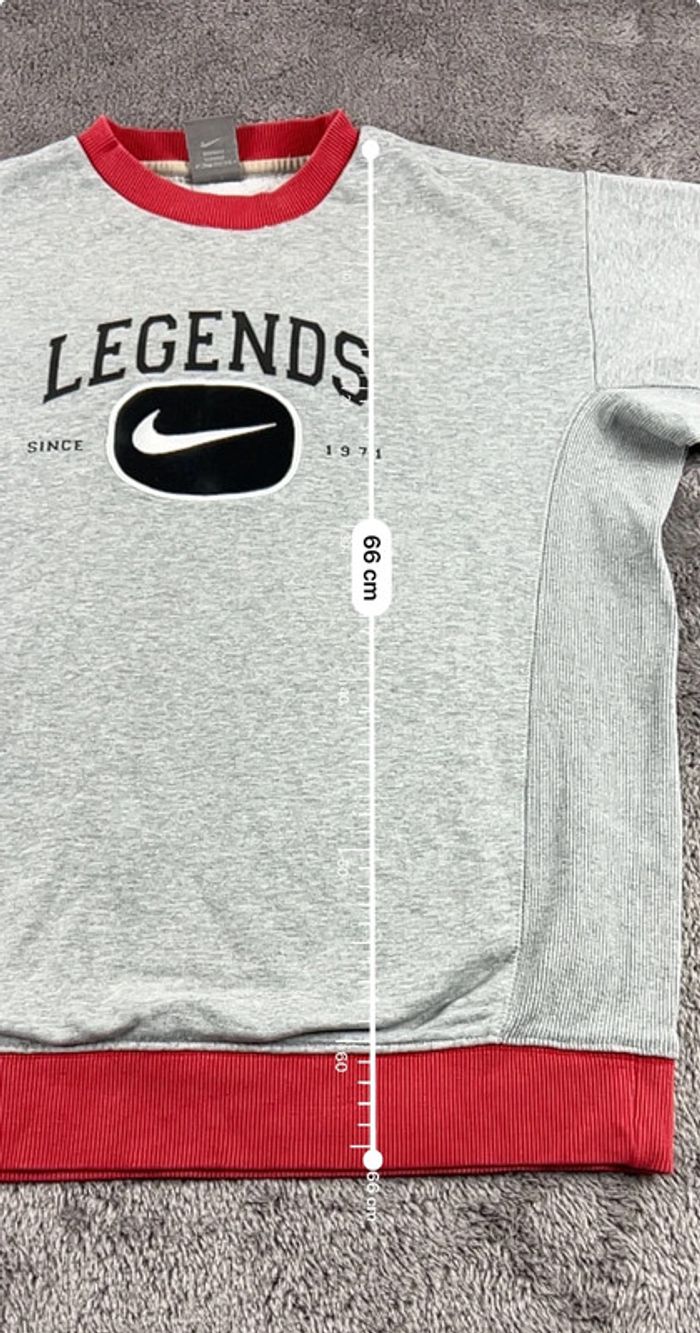 Sweat Nike logo brodé vintage rare gris et rouge Taille S - photo numéro 3