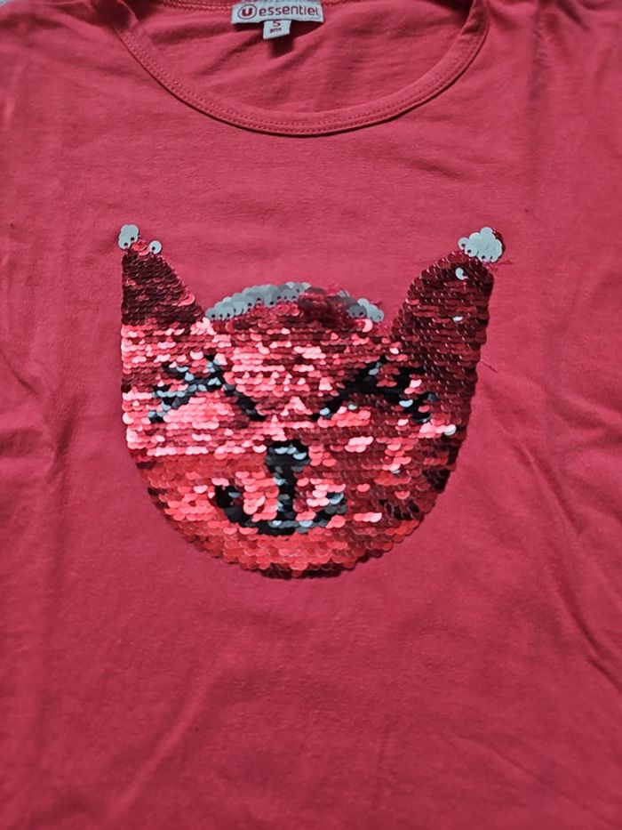 Tee shirt fille 5 ans à sequins reversibles u essentiel - photo numéro 2