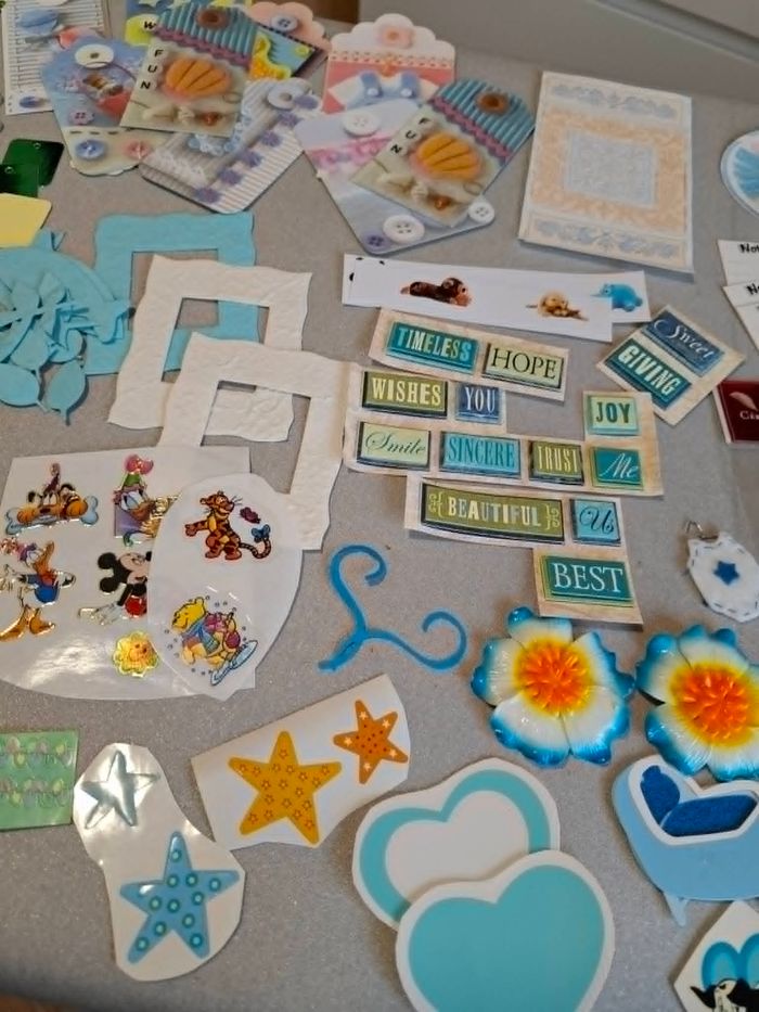 Gros lot décorations scrapbooking/carterie bébé/petit garçon neuf - photo numéro 7