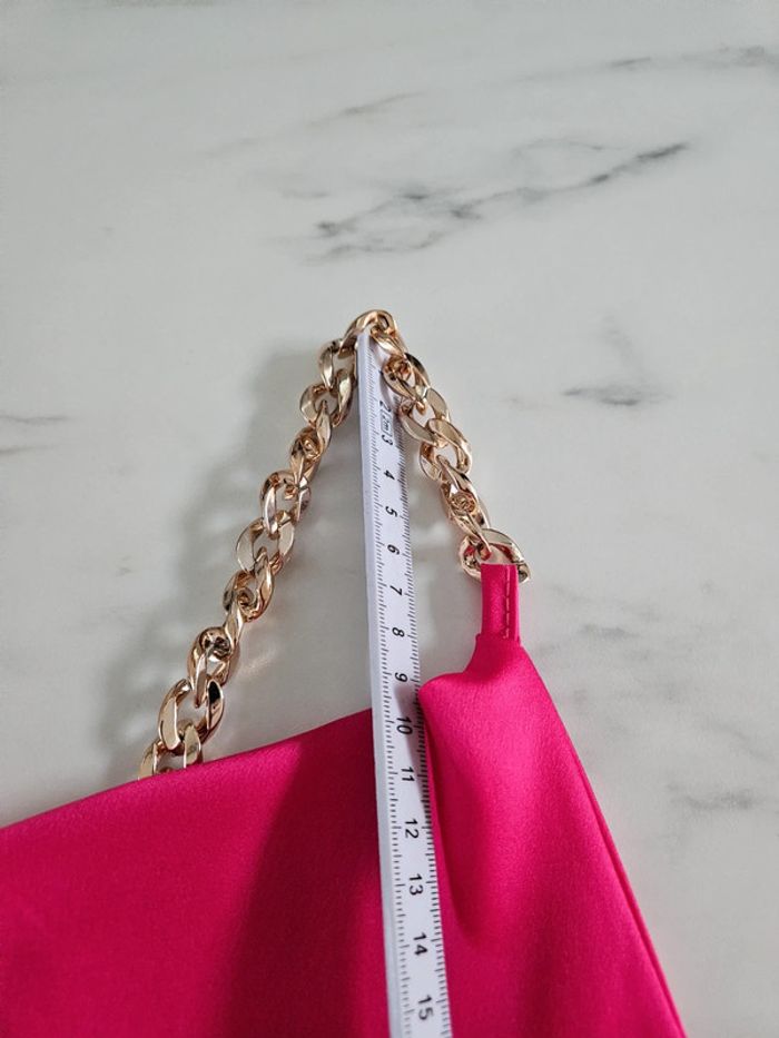 Made in Italy. Top fushia satiné bretelles dorée taille M - photo numéro 11