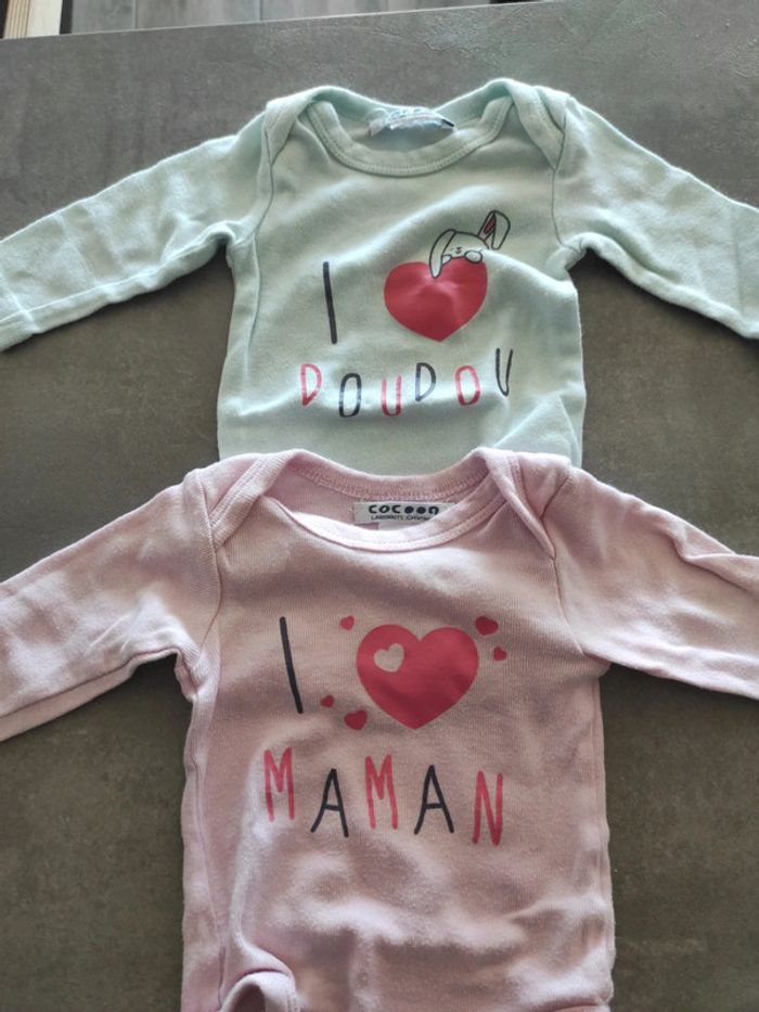 Lot de 2 body manches longues 1 mois - photo numéro 2