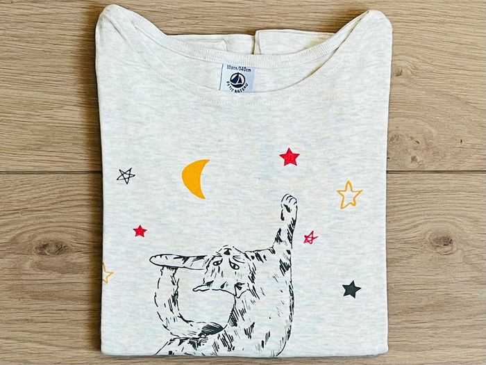 T-shirt sérigraphié chat Petit bateau T-10 ans