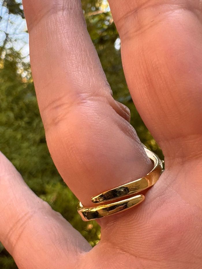 Grosse bague habaha Paris acier inoxydable or cornaline et jade vert zircons - photo numéro 7