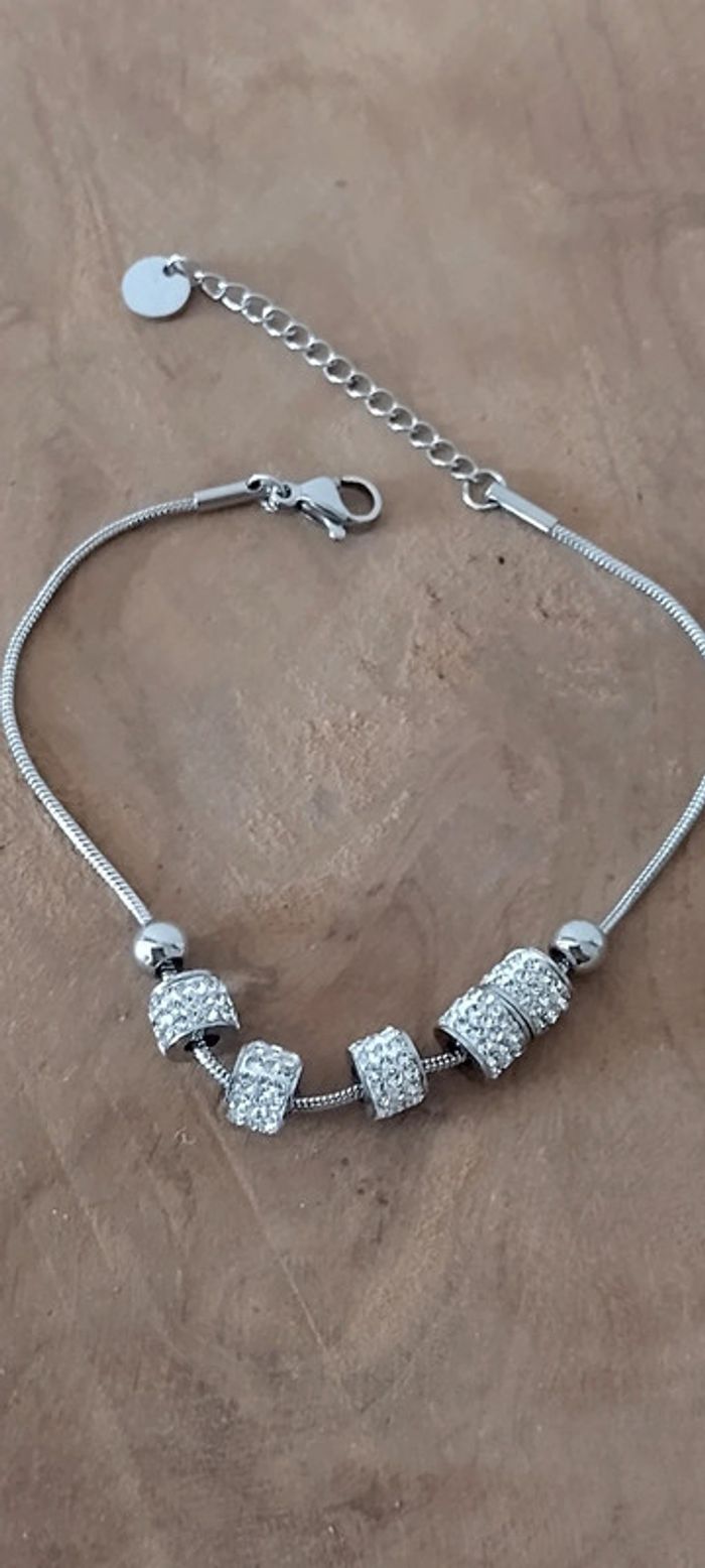 Bracelet strass acier inoxydable - photo numéro 2