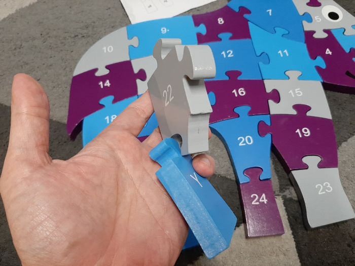 puzzle éducatif en bois épais double face éléphant BS complet + notice - photo numéro 3