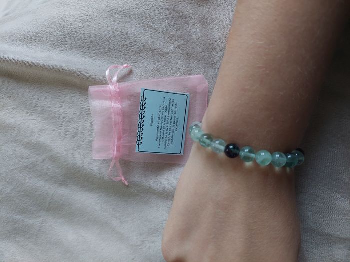 Bracelet en pierre naturelle – Fluorite - fait main - avec la carte de propriété, lithothérapie - photo numéro 8