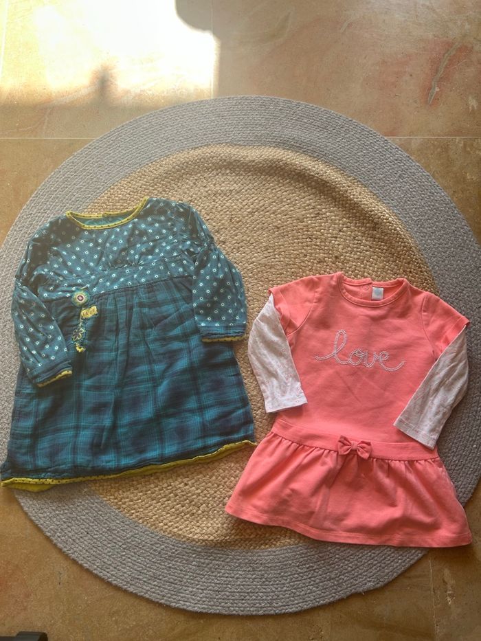 Lot de 2 robes mi saison fille 24 mois - photo numéro 2