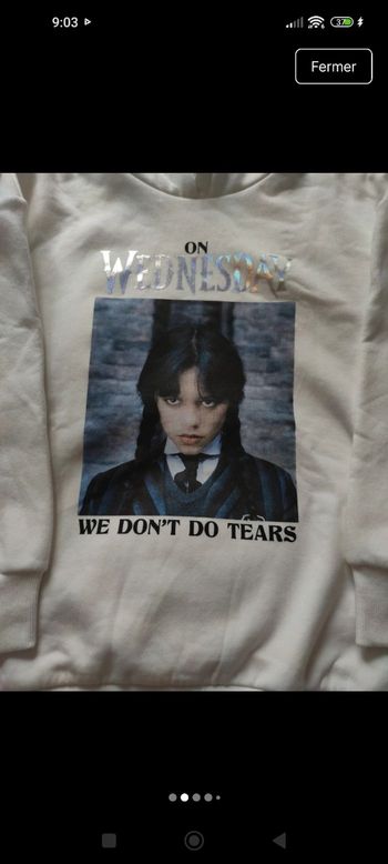 Sweat à capuche Wedbesday 12 ans neuf 