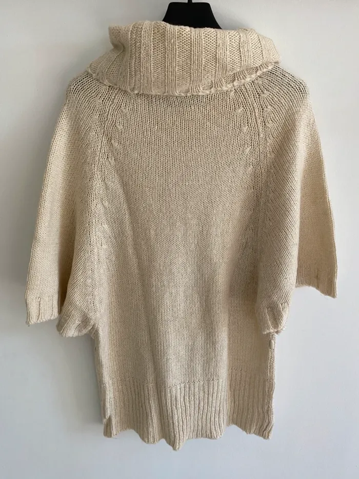 Pull col roulé manche courte toulaï crème - photo numéro 5