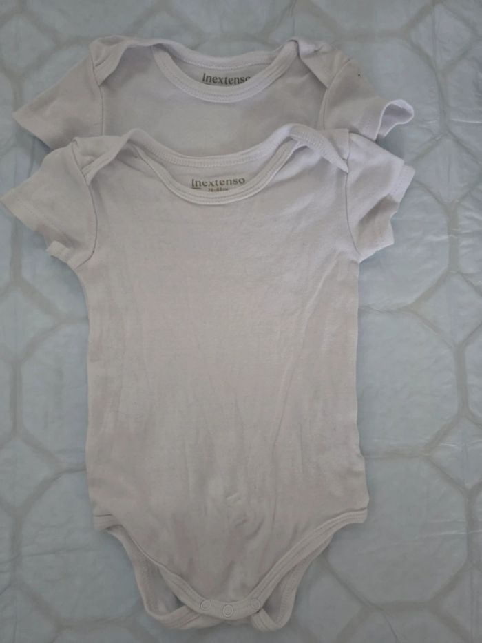 Lot 3 Bodys Bébé Blancs In Extenso Manches Courtes - 12 Mois - photo numéro 3