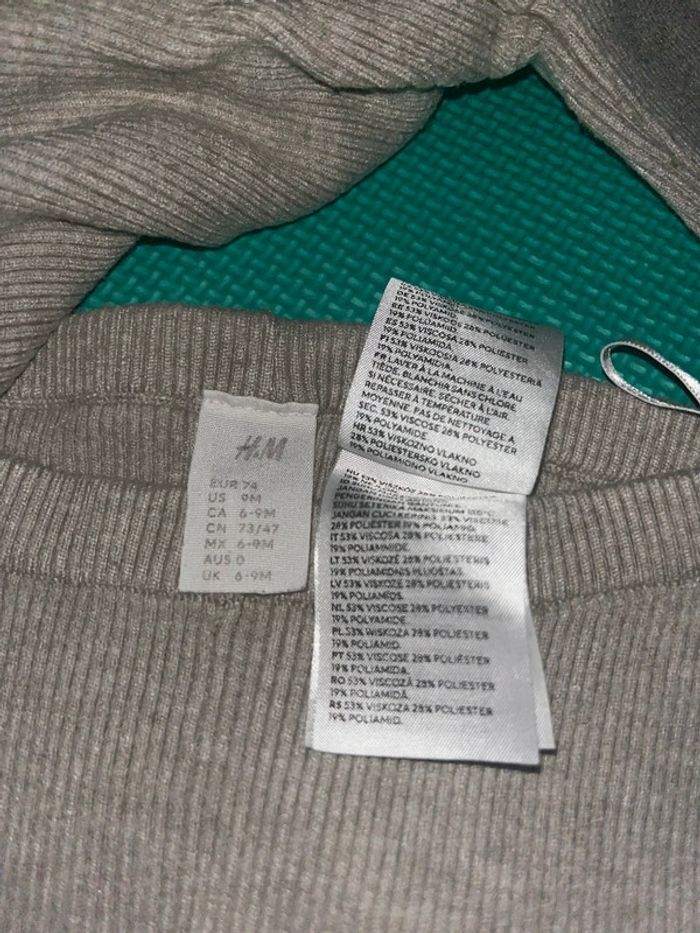 Ensemble pull pantalon beige H&M 6-9M - photo numéro 3