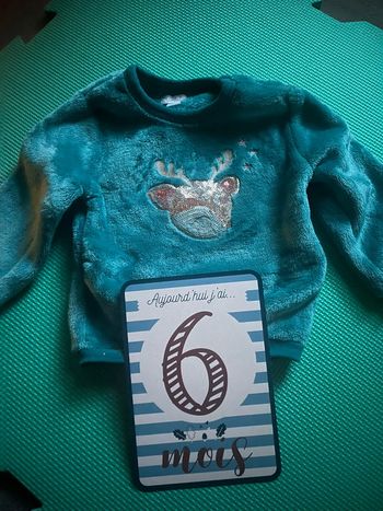 Pull faon bleu fourée 6M Kimbaloo