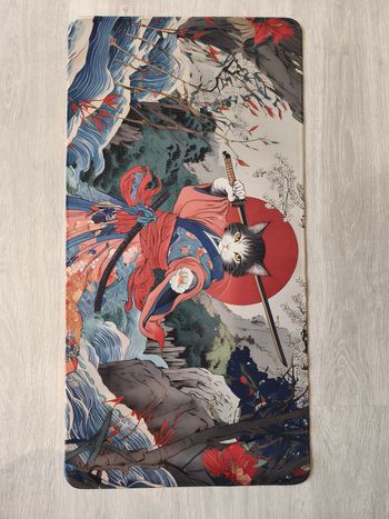 Grand Tapis de Souris Chat Samourai