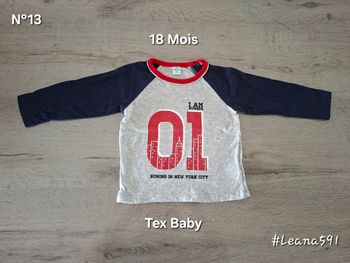 🌷N°13🌷T-shirt Longues Manches - Tex Baby - 18 Mois🌷
