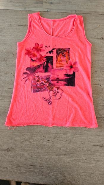 Debardeur rose fluo pour ado, taille S/M, peu mis