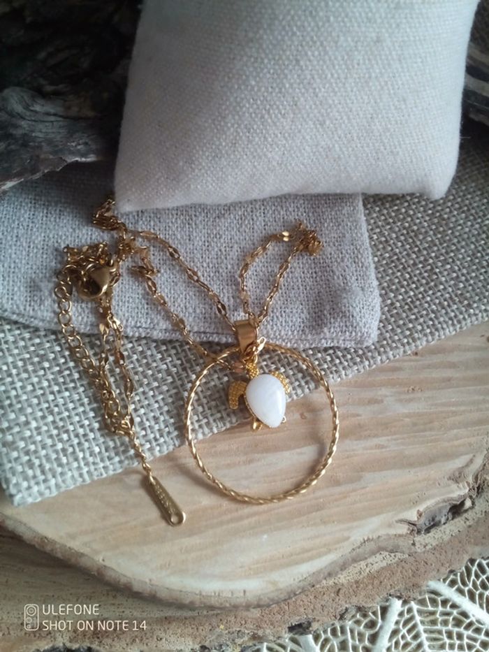 Collier pendentif tortue et pierre de lune - photo numéro 4
