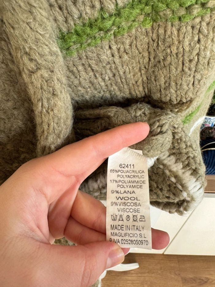 Pull en maille douce marinière rayés vert kaki marron beige taille M/L/ L col bateau - photo numéro 3