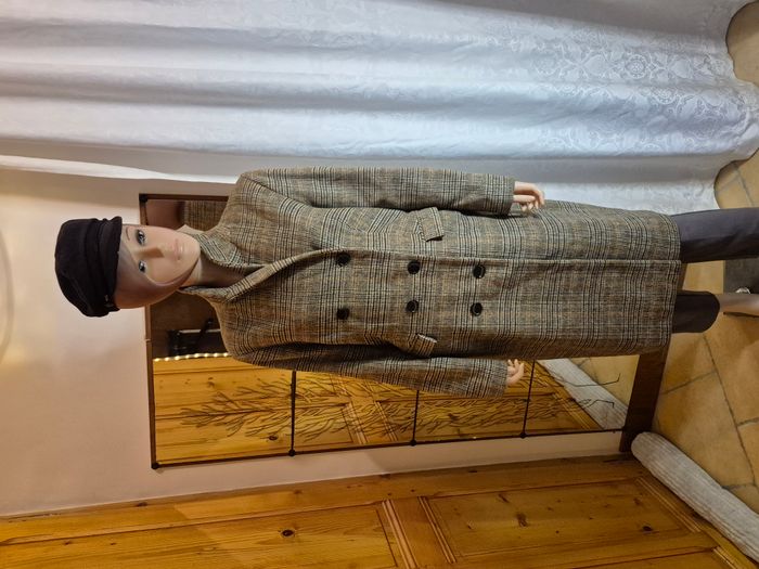 Manteau long femme à carreaux taille L - photo numéro 5