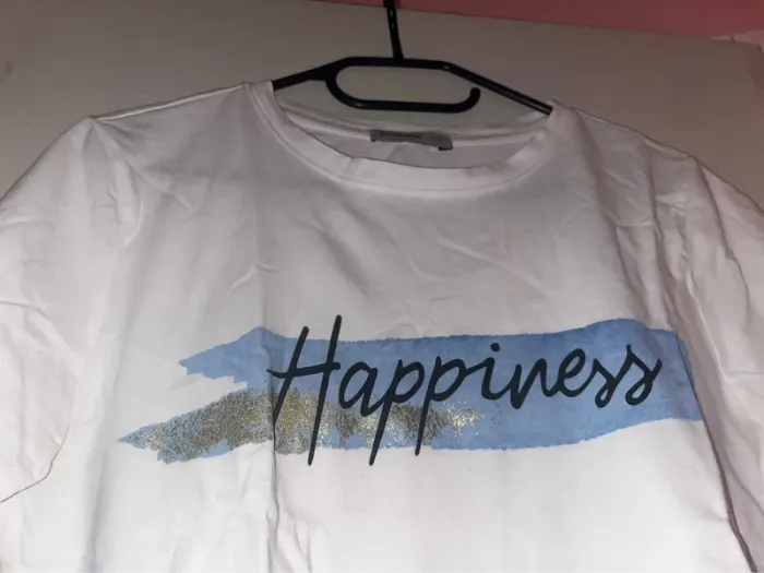 tee shirt stradivarius blanc « happiness » - photo numéro 2