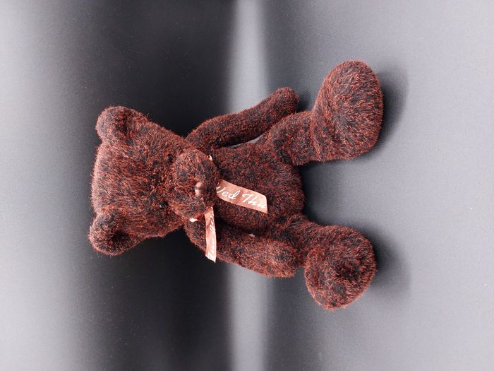 Grande peluche ours 35 cm noir brun roux style ancien nœud wed...thu