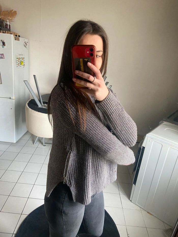 Pull gris en maille H&M - photo numéro 4