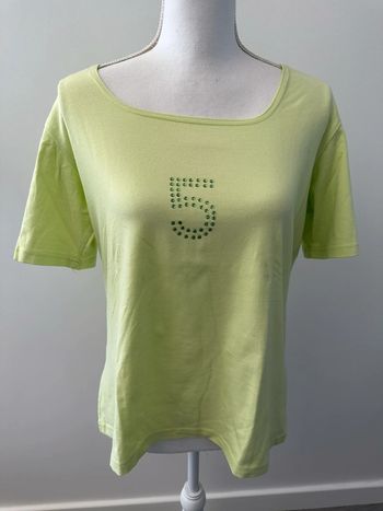 T-shirt vert pistache et strass Vintage Ugo Reali T40/42 L/XL