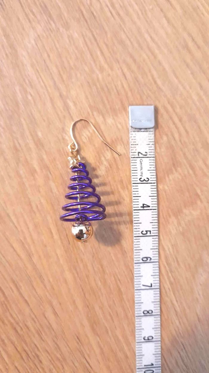 Bijoux Noël | Boucles d’Oreilles Sapin Violet – Neuf - photo numéro 3