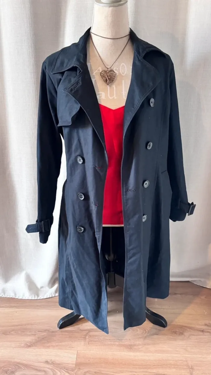 💕veste trench noir long hyper chic taille 40 L #MNGsuit #mango - photo numéro 5